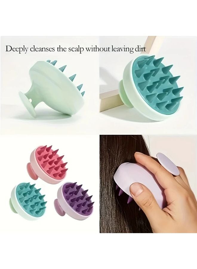 Green Dual Head Shampoo Brush Scalp Massager For Deep Cleansing Dandruff Detangling - Image 3